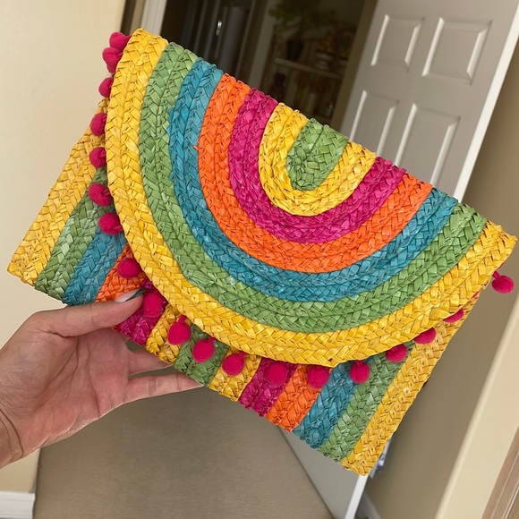 Francesca's Collections Bags Nwt Rainbow Straw Clutch Purse Poshmark
